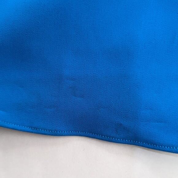 Badgley Mischka Odessa Split Front Crepe Gown V-Neck Puff Sleeves Blue Size 0 - Picture 14 of 15